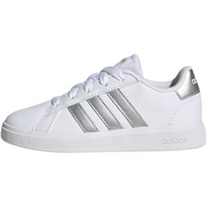 adidas Unisex Kids Grand Court Lifestyle Tennis Lace-Up Shoes, White / Matte Silver / Matte Silver, 1 UK adidas Unisex Kids Grand Court Lifestyle Tennis Lace-Up Shoes, White / Matte Silver / Matte Silver, 1 UK
