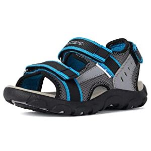 Geox Boy's Jr Strada Sandal, Dk Grey Lt Blue, 1 Geox Boy's Jr Strada Sandal, Dk Grey Lt Blue, 1