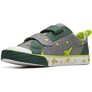 Clarks Foxing Lo K Boys Infant Canvas Shoes 9.5 Grey Int Space