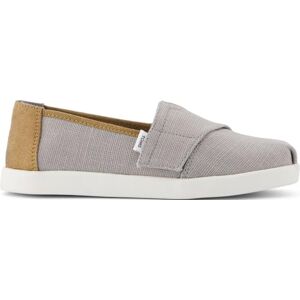 TOMS Boys Alpargata Classic Slip-On Espadrille, Drizzle Grey Heritage Canvas Pu Trim, 4 UK Child TOMS Boys Alpargata Classic Slip-On Espadrille, Drizzle Grey Heritage Canvas Pu Trim, 4 UK Child