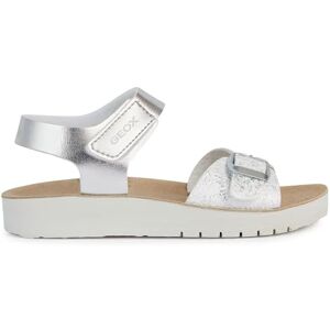 Geox Girls J Costarei Gi Sandal, Silver White, 11 UK Child Geox Girls J Costarei Gi Sandal, Silver White, 11 UK Child