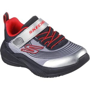 Skechers Baby Boy's Microspec Advance Sneaker, Black & Charcoal Textile/Silver Synthetic /, 4 UK Skechers Baby Boy's Microspec Advance Sneaker, Black & Charcoal Textile/Silver Synthetic /, 4 UK