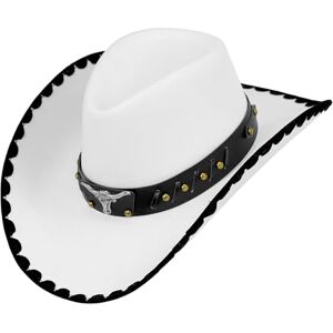 W WIDMANN MILANO Party Fashion Longhorn Emblem Felt Cowboy Hat White Western Hat for Adult Carnival Stag Party Theme Party W WIDMANN MILANO Party Fashion Longhorn Emblem Felt Cowboy Hat White Western Hat for Adult Carnival Stag Party Theme Party
