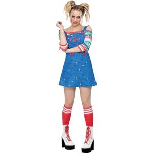 Smiffys Chucky Costume for Adults, Pinafore Mini Dress and Top, Officially Licensed, Off-the-Shoulder Striped Top, Ideal for Halloween and Matching Family or Pet Fancy Dress Smiffys Chucky Costume for Adults, Pinafore Mini Dress and Top, Officially Licensed, Off-the-Shoulder Striped Top, Ideal for Halloween and Matching Family or Pet Fancy Dress