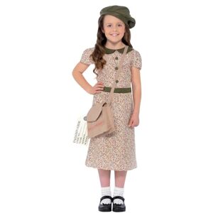 Smiffys Evacuee Girl Costume, Patterned with Dress, Satchel, ID Tag & Beret, Girls Fancy Dress, 1940s Dress Up Costumes Smiffys Evacuee Girl Costume, Patterned with Dress, Satchel, ID Tag & Beret, Girls Fancy Dress, 1940s Dress Up Costumes