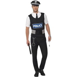 Smiffys Policeman Instant Kit, Black with Vest, Mock Shirt, Hat and Handcuffs, Cops & Robbers Fancy Dress, Cops and Robbers Dress Up Costumes Smiffys Policeman Instant Kit, Black with Vest, Mock Shirt, Hat and Handcuffs, Cops & Robbers Fancy Dress, Cops and Robbers Dress Up Costumes