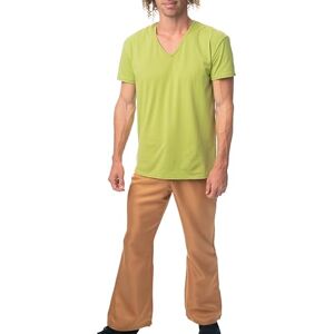ComfyCamper Groovy Detective Costume for Men Adult Women Green Shirt Bell Bottom Brown Pants Cosplay Halloween 70s, XL ComfyCamper Groovy Detective Costume for Men Adult Women Green Shirt Bell Bottom Brown Pants Cosplay Halloween 70s, XL
