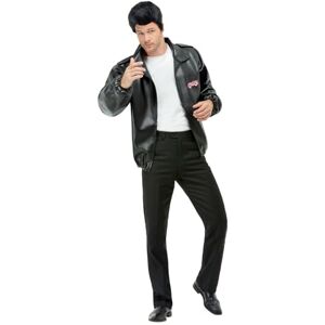 Smiffys Grease T-Birds Jacket for Adults in Black, Embroidered Logo, Officially Licensed Grease Fancy Dress, Adult Dress-Up Costumes for Fun Music-Themed Parties, M Size 38"-40 Smiffys Grease T-Birds Jacket for Adults in Black, Embroidered Logo, Officially Licensed Grease Fancy Dress, Adult Dress-Up Costumes for Fun Music-Themed Parties, M Size 38"-40