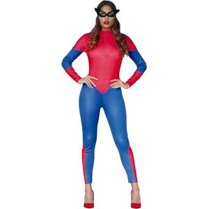 FIESTAS GUIRCA Spider Girl Fancy Dress Women Red and Blue Superhero Jumpsuit & Mask Fancy Dress Costumes for Women Size S 8-10 FIESTAS GUIRCA Spider Girl Fancy Dress Women Red and Blue Superhero Jumpsuit & Mask Fancy Dress Costumes for Women Size S 8-10