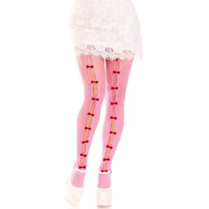 Leg Avenue Women's Sweetheart Striped Net Tights with Keyhole and Mini Bow Detail, Pink, One Size Leg Avenue Women's Sweetheart Striped Net Tights with Keyhole and Mini Bow Detail, Pink, One Size