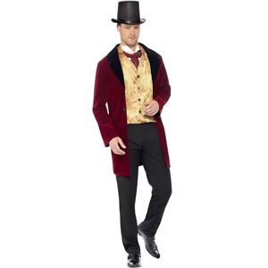 Smiffys Deluxe Edwardian Gent Costume, Red with Jacket, Mock Waistcoat & Cravat, Historical Fancy Dress, Medieval Dress Up Costumes Smiffys Deluxe Edwardian Gent Costume, Red with Jacket, Mock Waistcoat & Cravat, Historical Fancy Dress, Medieval Dress Up Costumes
