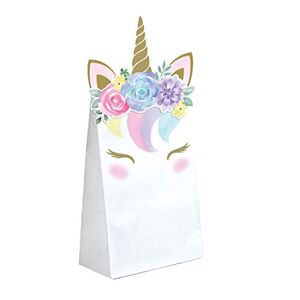 Creative Labs Party PC344436 Shower Unicorn Baby Paper Treat Bags-8 Pcs, Multicolored, 4.5" x 8"