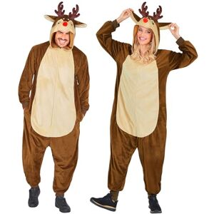 W WIDMANN MILANO Party Fashion Adult Reindeer Jumpsuit Brown Plush Hooded Animal Costume Carnival Christmas W WIDMANN MILANO Party Fashion Adult Reindeer Jumpsuit Brown Plush Hooded Animal Costume Carnival Christmas