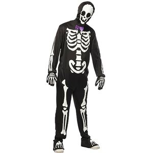 Rubies Skeleton Elegant Glow In Dark Costume for Men Jumpsuit with Bow Tie, Gloves and Hood, Official Halloween, Carnival, Parties and Cosplay Rubies Skeleton Elegant Glow In Dark Costume for Men Jumpsuit with Bow Tie, Gloves and Hood, Official Halloween, Carnival, Parties and Cosplay