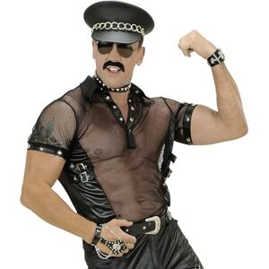 W WIDMANN MILANO Party Fashion Mens Blk Net & Leatherlook T Shirts Man Size Costume Large UK 42/44" for 80s Fancy Dress W WIDMANN MILANO Party Fashion Mens Blk Net & Leatherlook T Shirts Man Size Costume Large UK 42/44" for 80s Fancy Dress