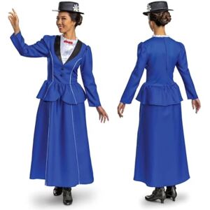 Disguise Disney Mary Poppins Costume for Adults, Official Disney License Fancy Dress Up for Adults, Ideal for Mary Poppins fans, Includes Long Blue Coat Design with Detailed Hat, Size 12-14 Disguise Disney Mary Poppins Costume for Adults, Official Disney License Fancy Dress Up for Adults, Ideal for Mary Poppins fans, Includes Long Blue Coat Design with Detailed Hat, Size 12-14