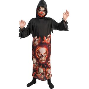 Chaks Flame Skull Costume for Adults, 2-Piece with Hood & Mask, Scary Costume for Halloween and Carnival Chaks Flame Skull Costume for Adults, 2-Piece with Hood & Mask, Scary Costume for Halloween and Carnival
