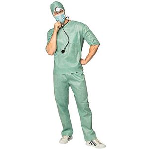 Boland 83887 Doctor Costume (hat, Headband with Forehead Reflector, Mouth mask, Stethoscope, Shirt and Trousers), Green, M-L Boland 83887 Doctor Costume (hat, Headband with Forehead Reflector, Mouth mask, Stethoscope, Shirt and Trousers), Green, M-L