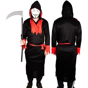 SHATCHI Adult Devil Halloween Costume Grim Reaper Demon Vampire Cosplay Fancy Dress Outfit for Stag Carnival Parties, Black/Red, One Size SHATCHI Adult Devil Halloween Costume Grim Reaper Demon Vampire Cosplay Fancy Dress Outfit for Stag Carnival Parties, Black/Red, One Size