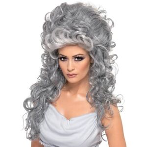 Smiffys Medeia Witch Beehive Wig, Grey Long & Curly with Beehive Top, Halloween Fancy Dress Accessory, Witch Dress Up Wigs Smiffys Medeia Witch Beehive Wig, Grey Long & Curly with Beehive Top, Halloween Fancy Dress Accessory, Witch Dress Up Wigs