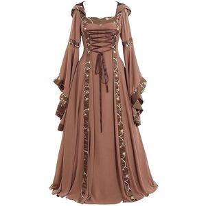 FGRID Women's Halloween Retro Medieval Dress, Plus Size Renaissance Lace Up Ball Gown, Goth Carnival Cosplay Long Dress With Flare Sleeves,Khaki,XXXXXL FGRID Women's Halloween Retro Medieval Dress, Plus Size Renaissance Lace Up Ball Gown, Goth Carnival Cosplay Long Dress With Flare Sleeves,Khaki,XXXXXL