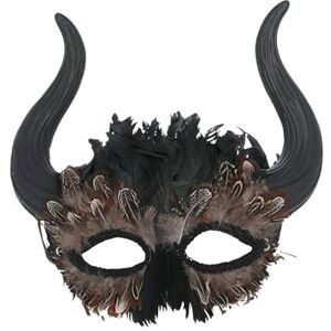 Smiffys Feathered Venetian Horned Mask on Elastic, Eyemasks Fancy Dress, Devil Dress Up Eye masks Smiffys Feathered Venetian Horned Mask on Elastic, Eyemasks Fancy Dress, Devil Dress Up Eye masks