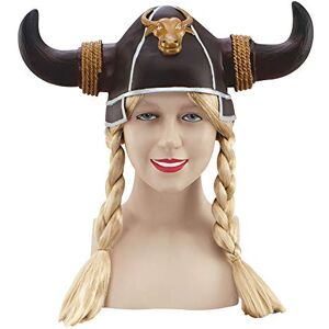Bristol Novelty BH210 Viking Helmet Plaits 1 Piece Multicoloured One Size-Adult, Womens, Brown & Blonde Bristol Novelty BH210 Viking Helmet Plaits 1 Piece Multicoloured One Size-Adult, Womens, Brown & Blonde