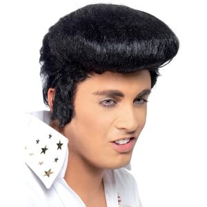 Smiffys Elvis Deluxe Wig for Adults, Black with High Quiff and Sideburns, Officially Licensed, Iconic Hairstyle, Ideal for Matching Costume and Fancy Dress for Music-Themed Parties Smiffys Elvis Deluxe Wig for Adults, Black with High Quiff and Sideburns, Officially Licensed, Iconic Hairstyle, Ideal for Matching Costume and Fancy Dress for Music-Themed Parties