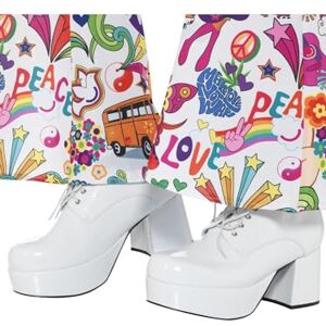 Smiffys 70s Mens Platform Shoes, White 3 inch Heel, 1970's Disco Fancy Dress, 1970s Dress Up Accessories Smiffys 70s Mens Platform Shoes, White 3 inch Heel, 1970's Disco Fancy Dress, 1970s Dress Up Accessories