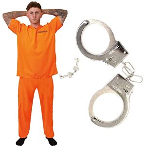I LOVE FANCY DRESS Adults Unisex Prisoners Costume with Cuffs – X-Small Orange Prisoner Top, Matching Orange Trousers, Prop Handcuffs – Cops & Robbers, Halloween Fancy Dress I LOVE FANCY DRESS Adults Unisex Prisoners Costume with Cuffs – X-Small Orange Prisoner Top, Matching Orange Trousers, Prop Handcuffs – Cops & Robbers, Halloween Fancy Dress