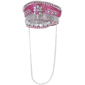 Smiffys Fever Deluxe Sequin Studded Captains Hat, Hot Pink with Chain, Fever Accessories Fancy Dress, Adult Dress Up Hats Smiffys Fever Deluxe Sequin Studded Captains Hat, Hot Pink with Chain, Fever Accessories Fancy Dress, Adult Dress Up Hats