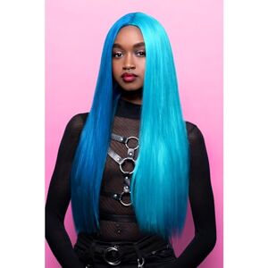 Smiffys Official Manic Panic® Atomic Split™ Ultra Vamp™ Wig, Long Straight Wig, Heat Styleable with Adjustable Cap, in Blue Ombre Colours. Extra Length and Half & Half Style Smiffys Official Manic Panic® Atomic Split™ Ultra Vamp™ Wig, Long Straight Wig, Heat Styleable with Adjustable Cap, in Blue Ombre Colours. Extra Length and Half & Half Style