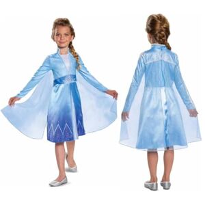 Disguise Elsa Traveling Classic Fancy Dress Costume, Perfect for Frozen Fans, Includes Ice Blue Dress With Snowflake Details And Glittered Cape, Queen of Arendelle Costume for Girls, For 3-4 Years Disguise Elsa Traveling Classic Fancy Dress Costume, Perfect for Frozen Fans, Includes Ice Blue Dress With Snowflake Details And Glittered Cape, Queen of Arendelle Costume for Girls, For 3-4 Years