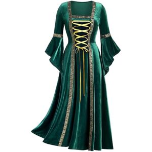FGRID Renaissance Costumes for Women, Gothic Velvet Trumpet Sleeve Medieval Ball Gown, Retro Lace-up Dress Up Halloween Cosplay Dress,Green,XXL FGRID Renaissance Costumes for Women, Gothic Velvet Trumpet Sleeve Medieval Ball Gown, Retro Lace-up Dress Up Halloween Cosplay Dress,Green,XXL