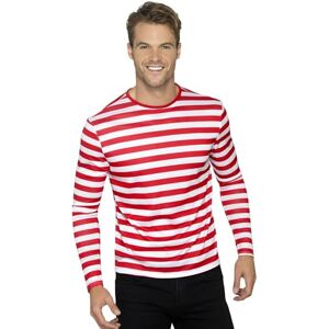 Smiffys Stripy T-Shirt, Red with Long Sleeve, Circus Fancy Dress, Adult Dress Up Costumes Smiffys Stripy T-Shirt, Red with Long Sleeve, Circus Fancy Dress, Adult Dress Up Costumes