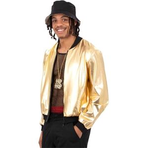 Smiffys Men’s Gold Jacket, Shiny Metallic Bomber Style Zip-Up with Black Trim, Fancy Dress Costume for 80s Hip Hop, Disco Parties, Festivals and Themed Events, Medium Smiffys Men’s Gold Jacket, Shiny Metallic Bomber Style Zip-Up with Black Trim, Fancy Dress Costume for 80s Hip Hop, Disco Parties, Festivals and Themed Events, Medium