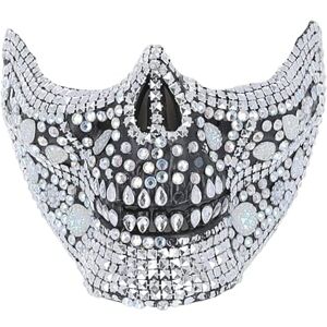 Smiffys Deluxe Crystal Skull Half Face Mask, Halloween Fancy Dress Accessory, Skeleton Dress Up Masks Smiffys Deluxe Crystal Skull Half Face Mask, Halloween Fancy Dress Accessory, Skeleton Dress Up Masks
