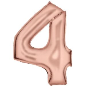 amscan Large Number 4 Silk Lustre Rose Gold Foil Balloon N34 Packed 86 cm amscan Large Number 4 Silk Lustre Rose Gold Foil Balloon N34 Packed 86 cm