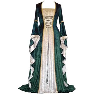FGRID Women Medieval Court Renaissance Dress, Vintage Ruffle Long Sleeve Cosplay Halloween Fancy Dress, Gothic Punk Carnival Ball Gown,Green,S FGRID Women Medieval Court Renaissance Dress, Vintage Ruffle Long Sleeve Cosplay Halloween Fancy Dress, Gothic Punk Carnival Ball Gown,Green,S