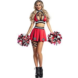 Party King PK2102 Women's Hellbent Cheerleader Costume Adult Sized, Red, Medium Party King PK2102 Women's Hellbent Cheerleader Costume Adult Sized, Red, Medium