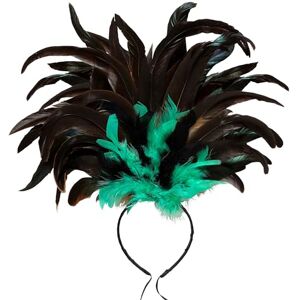 W WIDMANN MILANO Party Fashion Widmann 66013 Copacabana Feather Headband, Adult Woman, 1910s, 1920s, Burlesque, Can Can, Brazilian Carnival, Show, Color Black-Green W WIDMANN MILANO Party Fashion Widmann 66013 Copacabana Feather Headband, Adult Woman, 1910s, 1920s, Burlesque, Can Can, Brazilian Carnival, Show, Color Black-Green