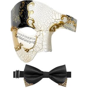 IncreDecor Masquerade Mask for Men Phantom of The Opera Half Face Mask with Bowtie, Venetian Masks for Halloween Party (Black) IncreDecor Masquerade Mask for Men Phantom of The Opera Half Face Mask with Bowtie, Venetian Masks for Halloween Party (Black)