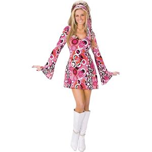 Fun World 120254S 60s Costume, Womens, Floral, Pink, S-M Fun World 120254S 60s Costume, Womens, Floral, Pink, S-M