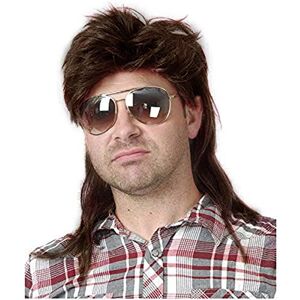 Kaneles Mullet Wigs for Men 70s 80s Costumes Mens Brown Fancy Party Accessory Cosplay Hair Wig Kaneles Mullet Wigs for Men 70s 80s Costumes Mens Brown Fancy Party Accessory Cosplay Hair Wig