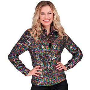 W WIDMANN MILANO Party Fashion Widmann 12418 Party Fashion Sequin Blouse, Rainbow, Disco Fever, Schlagermove, Women's Shirt, Solid, Colourful, L-XL W WIDMANN MILANO Party Fashion Widmann 12418 Party Fashion Sequin Blouse, Rainbow, Disco Fever, Schlagermove, Women's Shirt, Solid, Colourful, L-XL