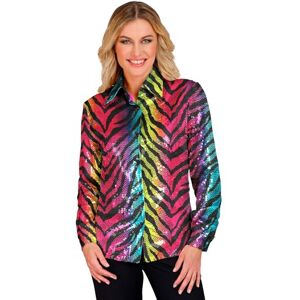 W WIDMANN MILANO Party Fashion Widmann 12872 Party Fashion Pailletten Bluse Blouse, Animal Print, Rainbow Tiger, S-M W WIDMANN MILANO Party Fashion Widmann 12872 Party Fashion Pailletten Bluse Blouse, Animal Print, Rainbow Tiger, S-M