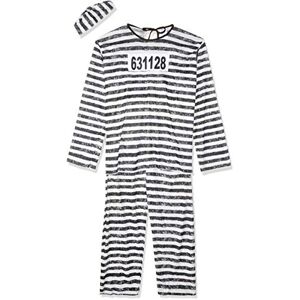 Fun World 9918 Men's Adult Jailbird Costume Convict, Striped, White/Black, One size Fun World 9918 Men's Adult Jailbird Costume Convict, Striped, White/Black, One size