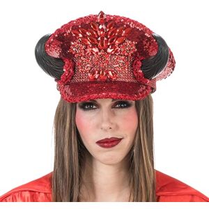 Chaks Glittering Devil Hat for Women in Red, Devil Horns Costume Accessories for Halloween and Carnival Chaks Glittering Devil Hat for Women in Red, Devil Horns Costume Accessories for Halloween and Carnival