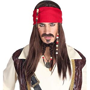 W WIDMANN MILANO Party Fashion Widmann Srl-WDM06393 VD-Pirate Wig with Bandana Moustache Lace Beads for Adult Men, Black, WDM06393 W WIDMANN MILANO Party Fashion Widmann Srl-WDM06393 VD-Pirate Wig with Bandana Moustache Lace Beads for Adult Men, Black, WDM06393