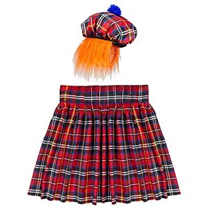 W WIDMANN MILANO Party Fashion Scottish Kilt and Hat with Hair, for Men, Carnival, Themed Parties, One Size for Adults W WIDMANN MILANO Party Fashion Scottish Kilt and Hat with Hair, for Men, Carnival, Themed Parties, One Size for Adults